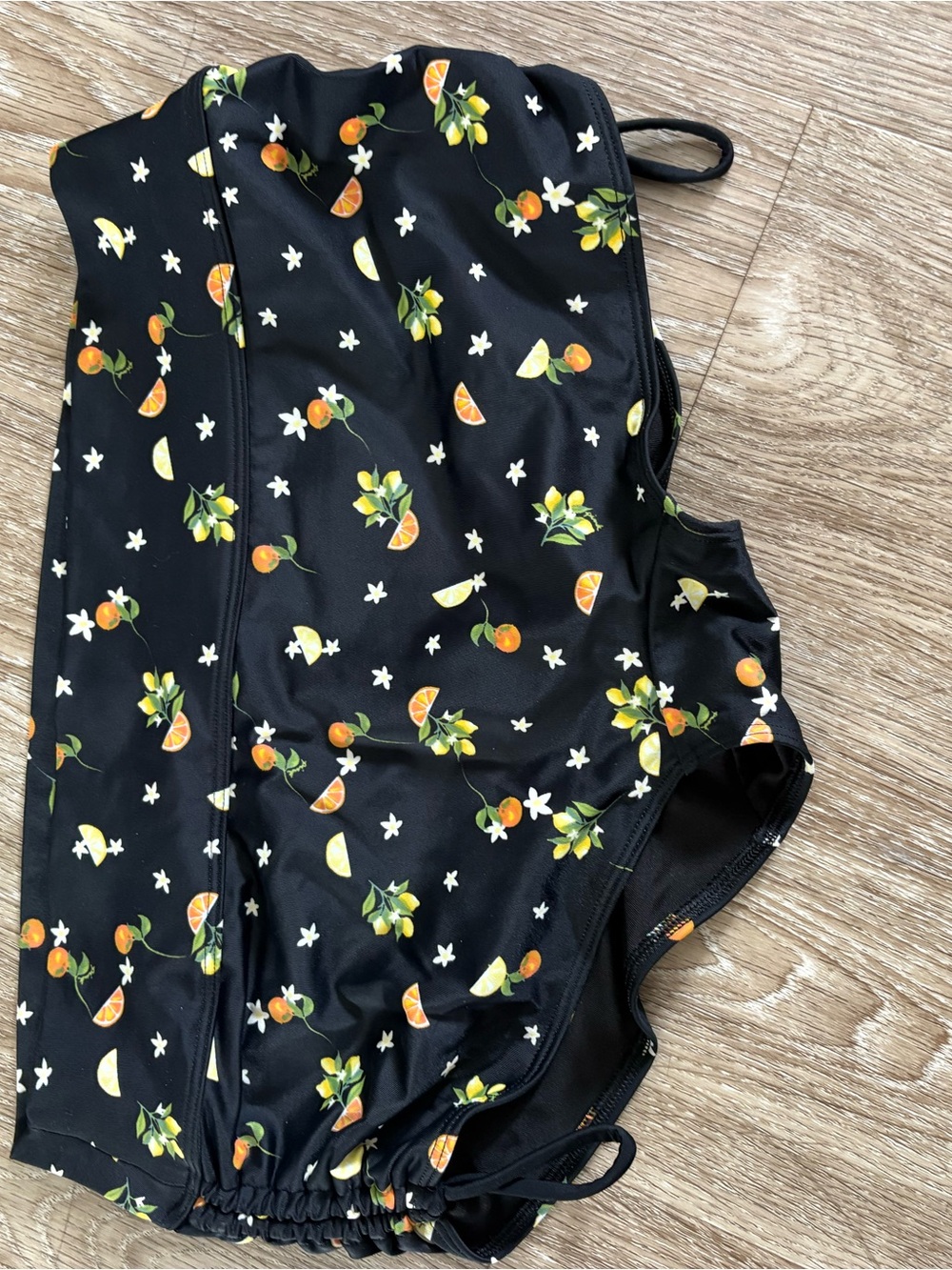 PINK Victoria's Secret Black Swim Bottoms / Boardshort with Orange Citrus Print